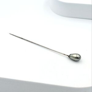 Antique teardrop glass pearl hat pin / stick pin with damage